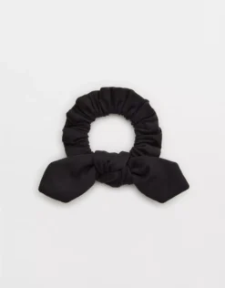 OFFLINE By Aerie The Hugger Bow Scrunchie True Black