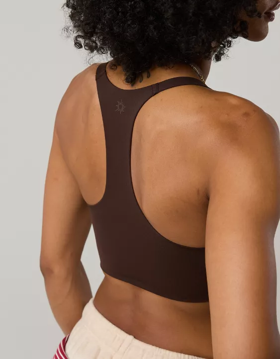 OFFLINE By Aerie Real Me Hold Up! Racerback Sports Bra Deep Earth - Image 3