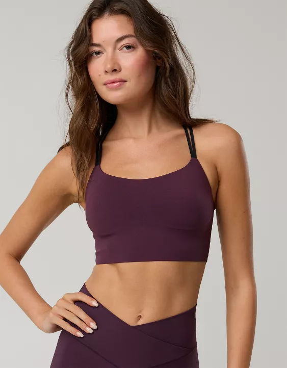 OFFLINE By Aerie Real Me Hold Up! Strappy Sports Bra Cool Berry - Image 3