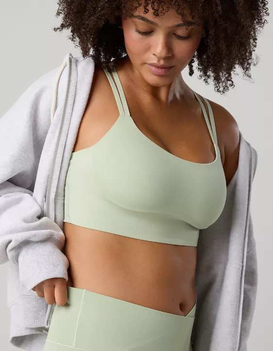 OFFLINE By Aerie Real Me Hold Up! Layered Sports Bra Dusty Sage - Image 5