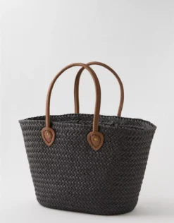 Aerie Oversized Woven Straw Bag Black