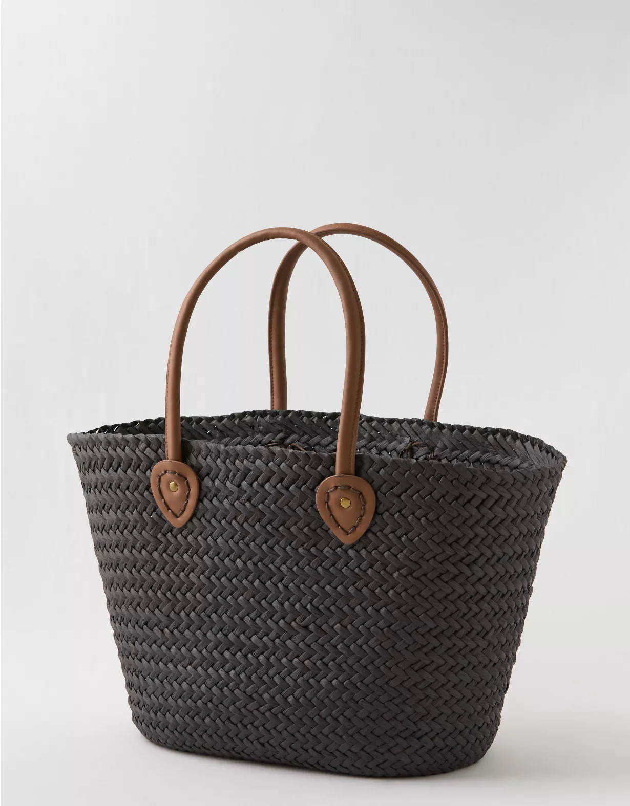 Aerie Oversized Woven Straw Bag Black