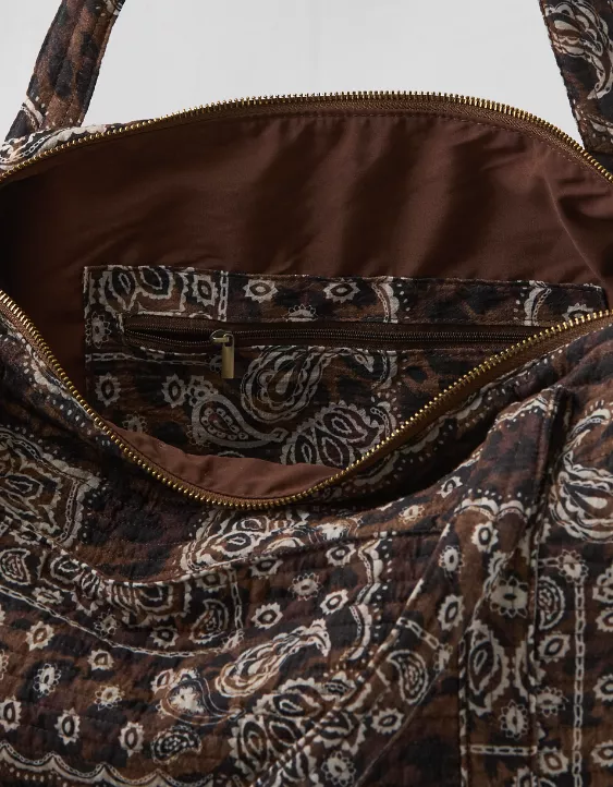 Aerie Quilted Duffle Bag Brown - Image 3