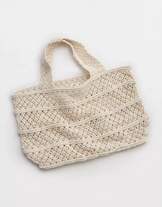 Aerie Jumbo Crochet Tote Bag Natural - Image 2