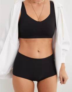 Aerie SMOOTHEZ Everyday Mid Rise Boyshort Underwear True Black