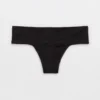 Aerie SMOOTHEZ Everyday Thong Underwear True Black
