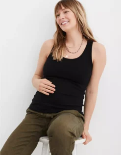 Mama By Aerie™ Ribbed Basic Tank Top True Black
