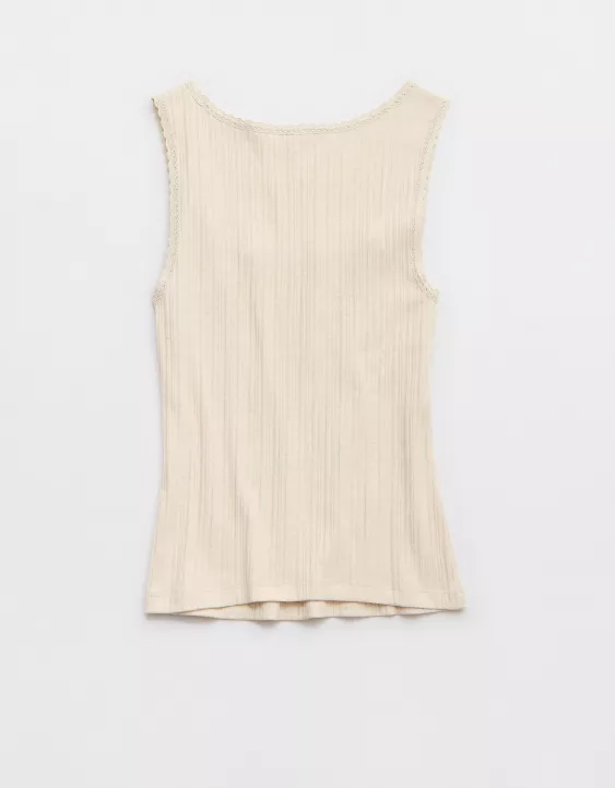 Aerie Ribbed Scoop Neck Tank Top Heather Frost - Image 4