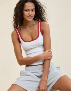 Aerie Double Scoop Neck Tank Top Air White