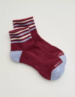 OFFLINE By Aerie Short Crew Socks Deep Cherry
