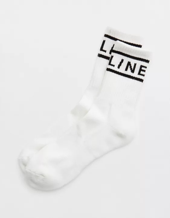 OFFLINE By Aerie Graphic Crew Socks White - Image 3