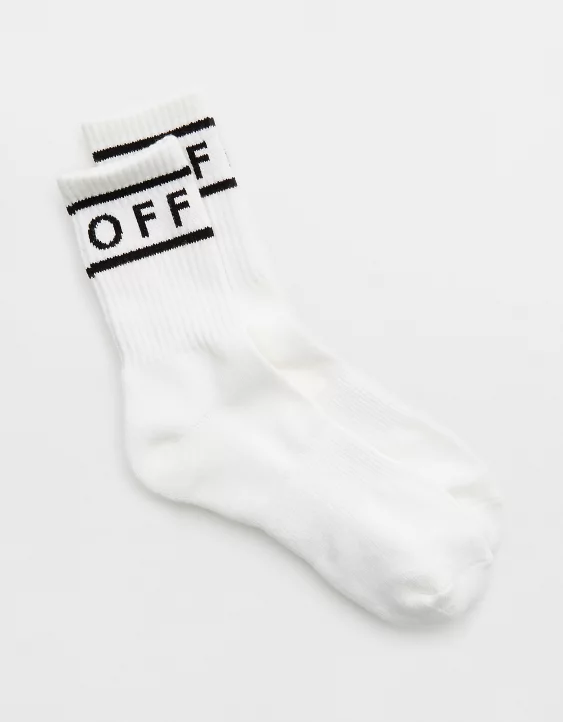 OFFLINE By Aerie Graphic Crew Socks White - Image 2
