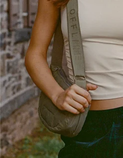 OFFLINE By Aerie Puff Love Mini Crescent Bag Olive Fun