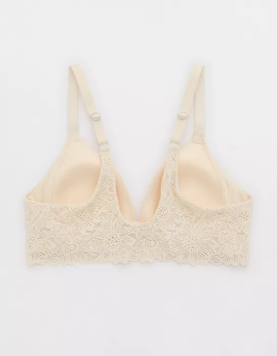 Aerie Sunnie Bloom Lace Wireless Lightly Lined Bra Vintage Vanilla - Image 4