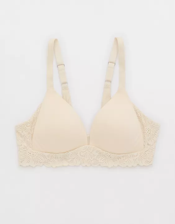 Aerie Sunnie Bloom Lace Wireless Lightly Lined Bra Vintage Vanilla - Image 3