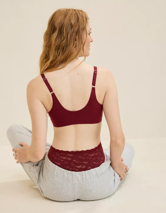 Aerie Sunnie Wireless Lightly Lined Bra Deep Cherry - Image 2