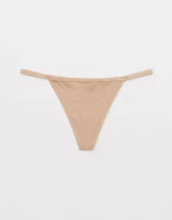 Aerie Superchill Cotton String Thong Underwear Sands