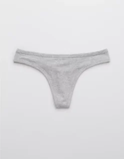 Aerie Superchill Cotton Thong Underwear Medium Heather Gray