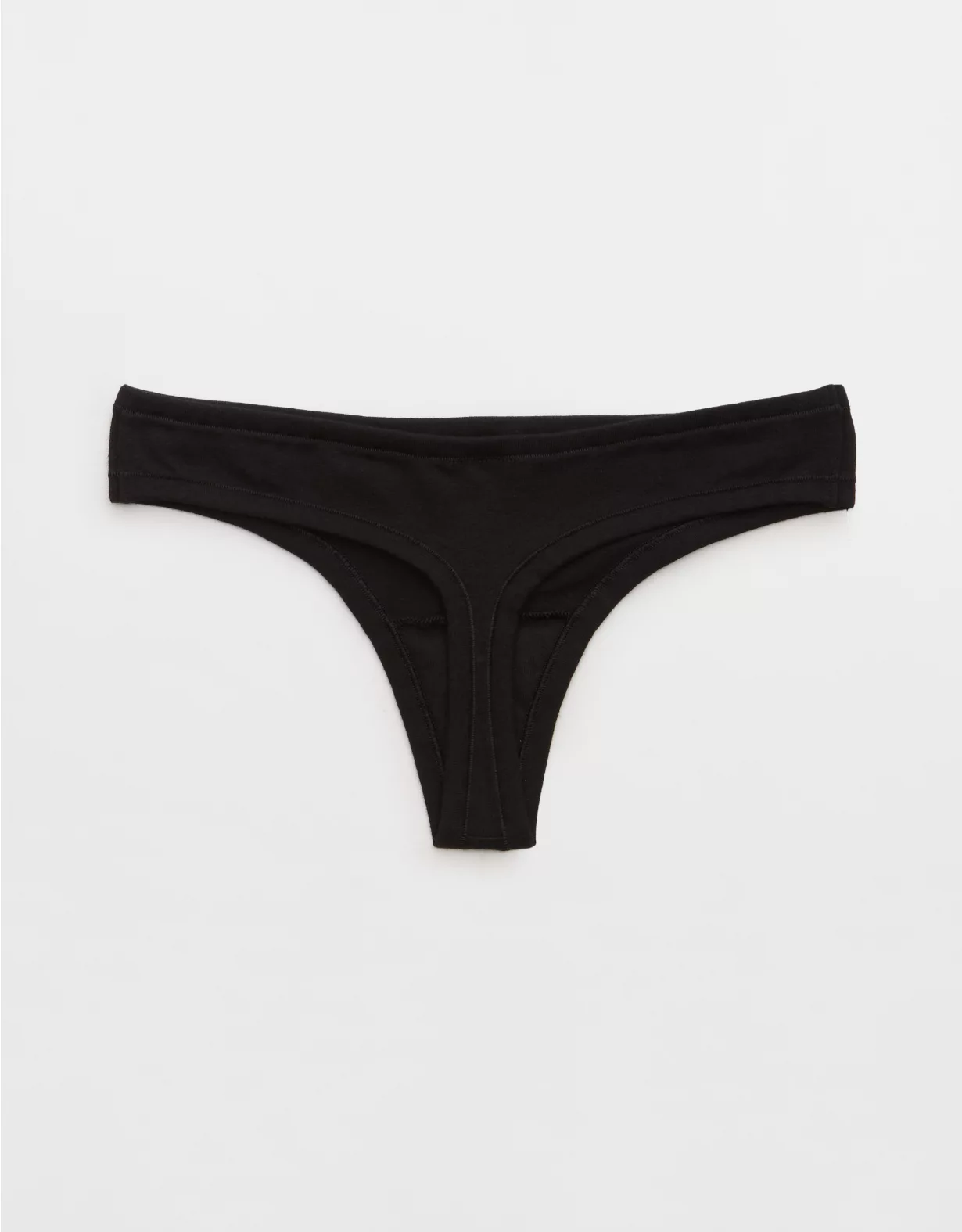 Aerie Superchill Cotton Thong Underwear True Black - Image 2