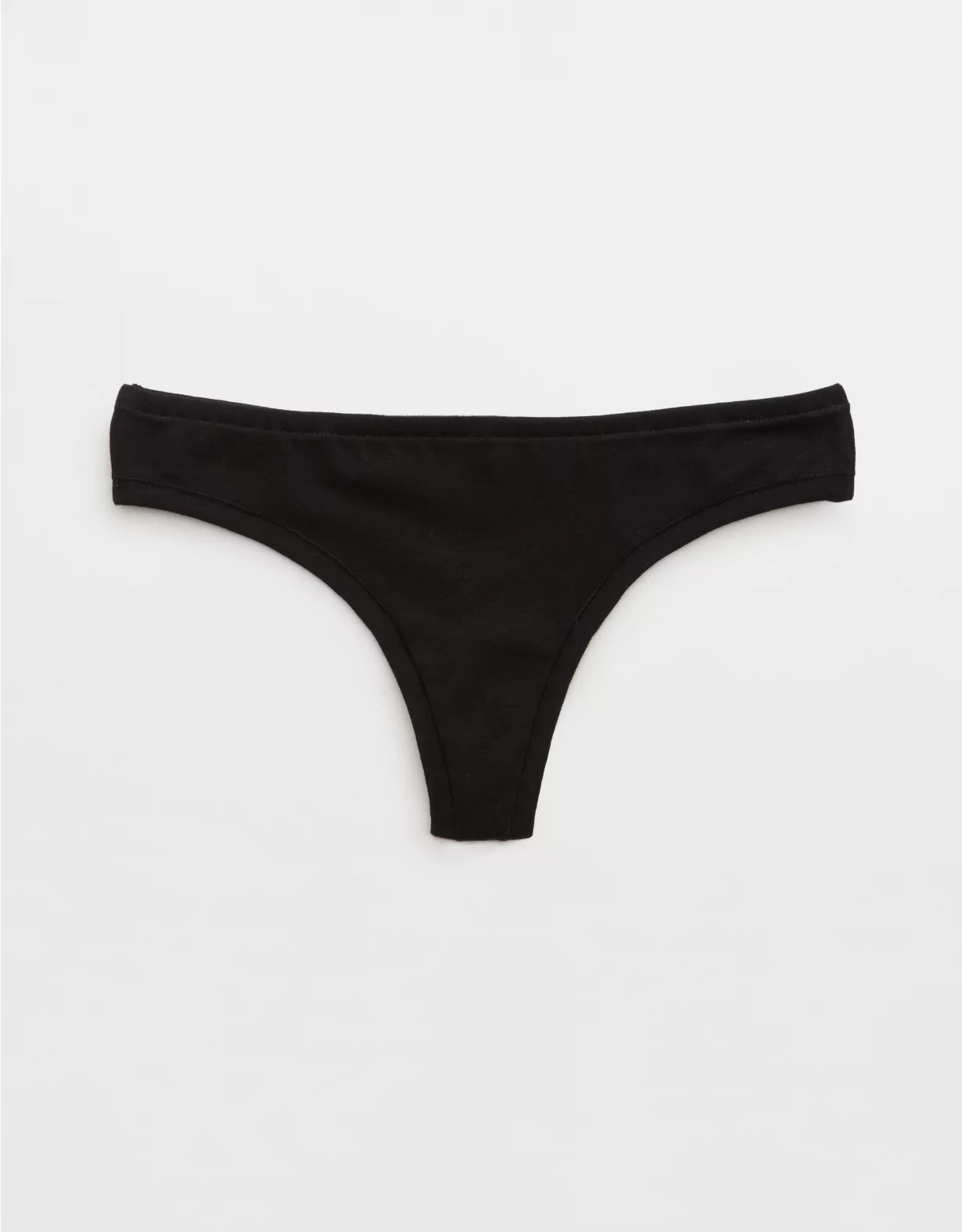 Aerie Superchill Cotton Thong Underwear True Black