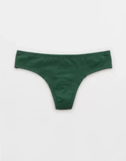 Aerie Superchill Cotton Thong Underwear Rugged Green