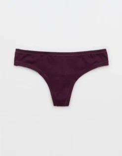 Aerie Superchill Cotton Thong Underwear Cool Berry