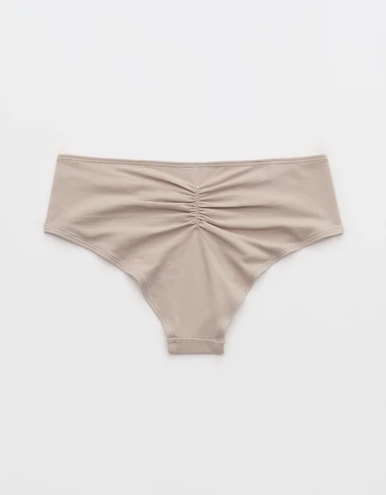 Aerie Superchill Cotton Ruched Cheeky Underwear Stone Harbor - Image 2