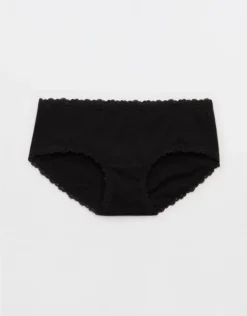 Aerie Superchill Cotton Lace Boybrief Underwear True Black