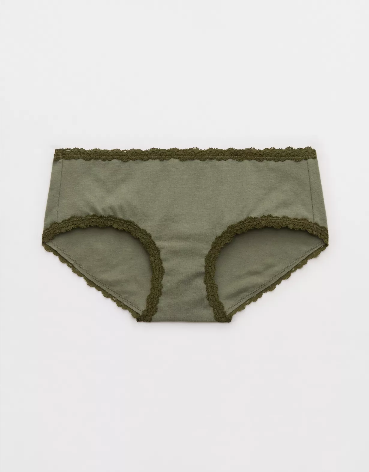 Aerie Superchill Cotton Lace Boybrief Underwear Olive Fun