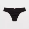 Aerie Superchill Pointelle Thong Underwear True Black