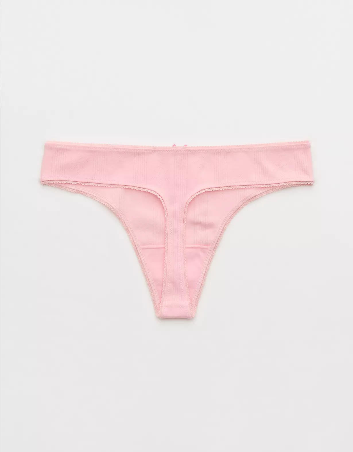 Aerie Superchill Pointelle Thong Underwear Club Pink - Image 2