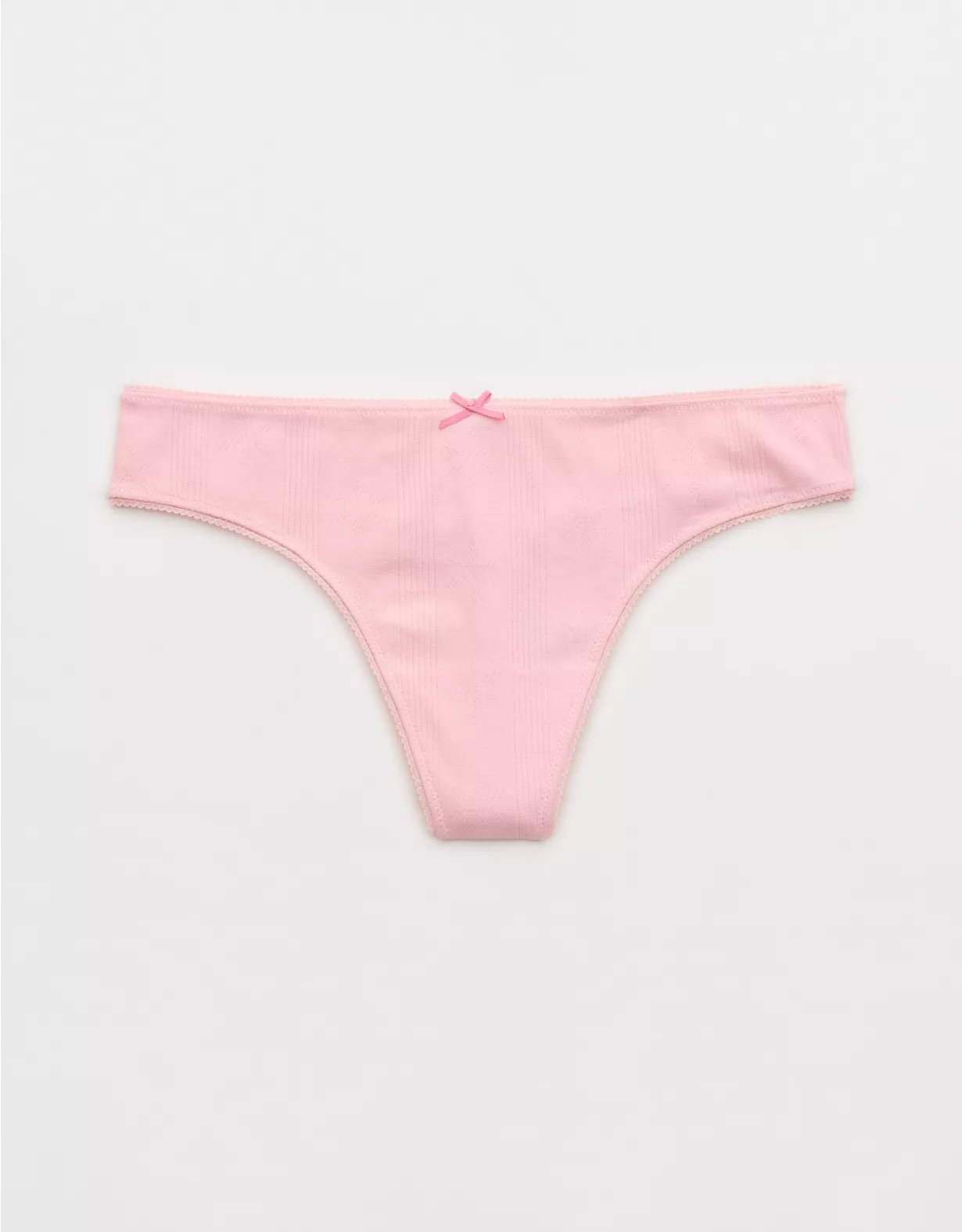 Aerie Superchill Pointelle Thong Underwear Club Pink