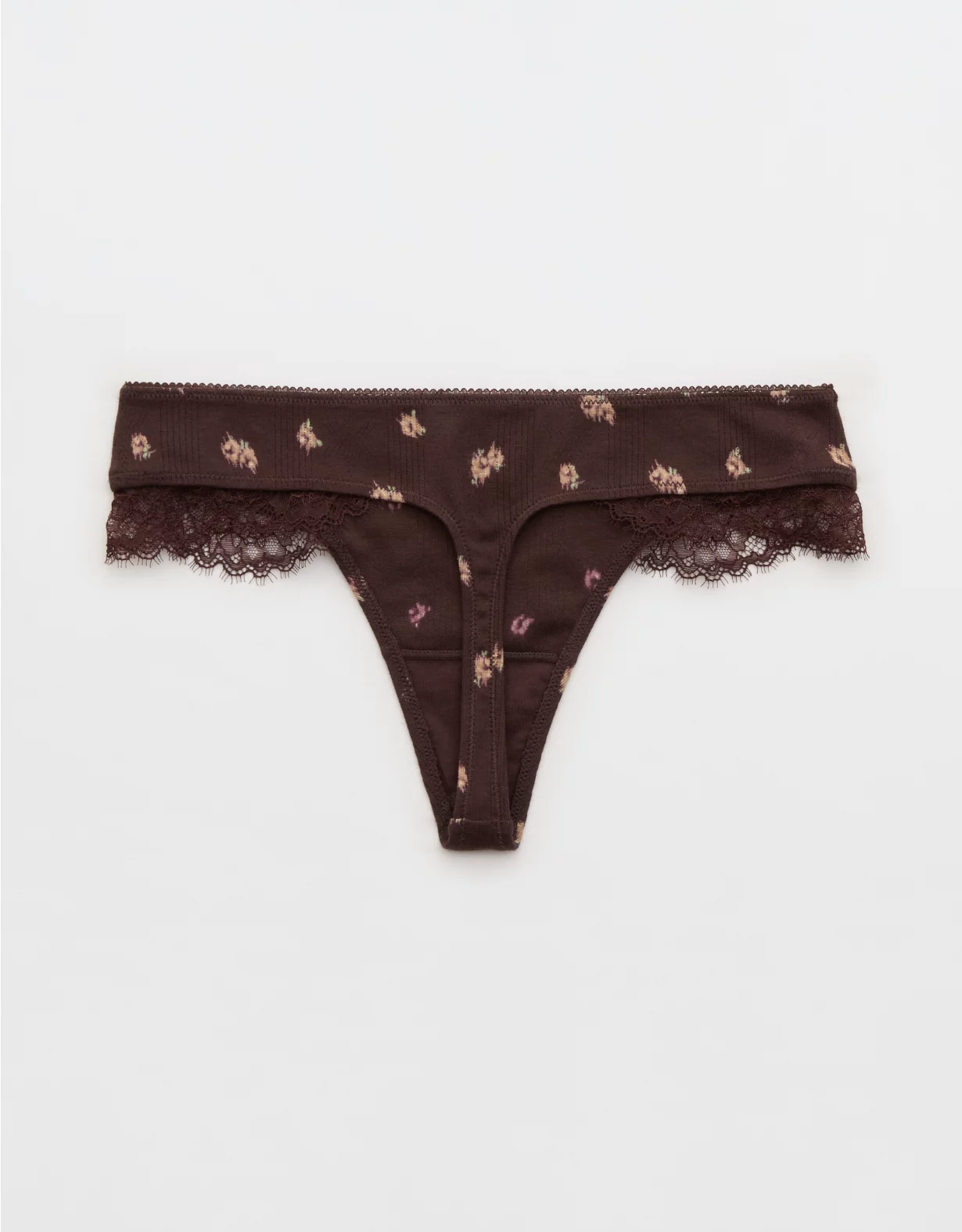 Aerie Superchill Pointelle Thong Underwear Deep Earth - Image 2