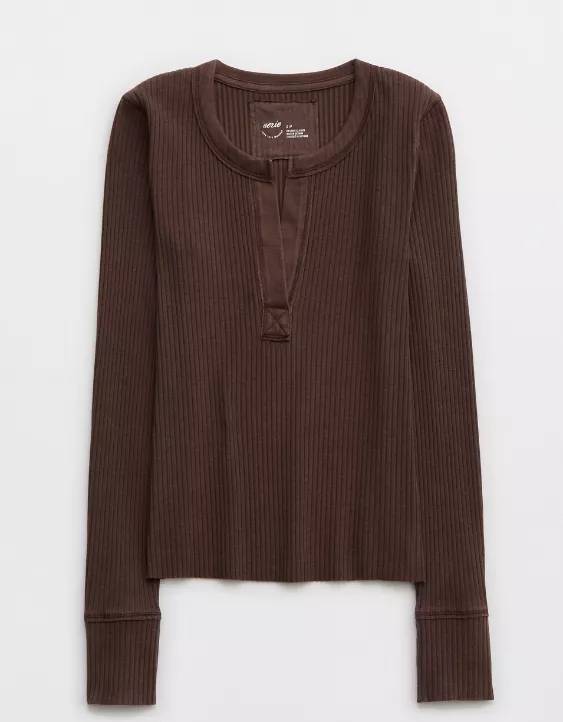 Aerie Fireside Long Sleeve Henley T-Shirt - Image 3
