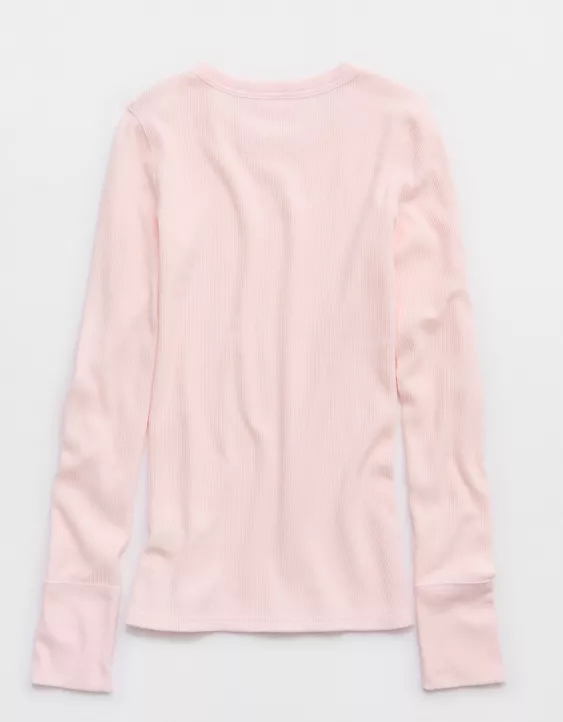 Aerie Essential Crew Layering T-Shirt Ballet Pink - Image 4