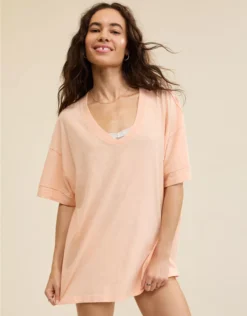 Aerie Voop Oversized Boyfriend T-Shirt Peach