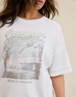 Aerie Oversized Crew Boyfriend T-Shirt Air White