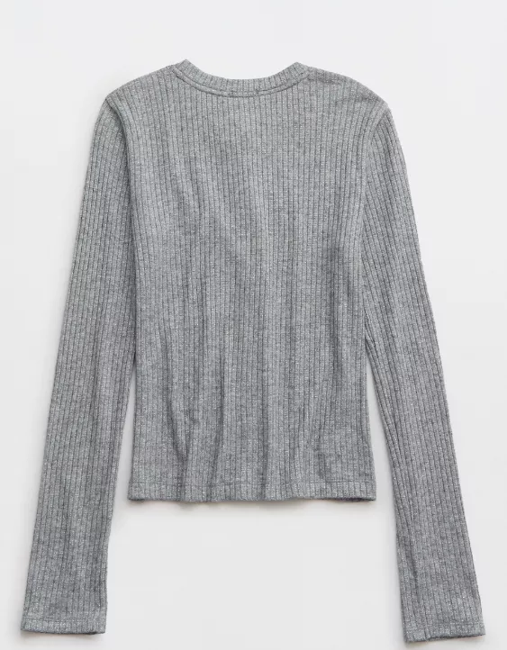 Aerie Cardigan T-Shirt Dark Heather Gray - Image 4
