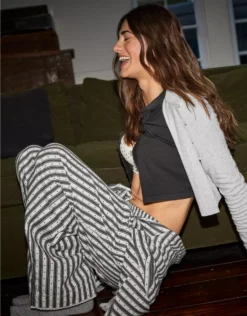 Aerie Happy Snit Cardi T-Shirt Smoked Gray