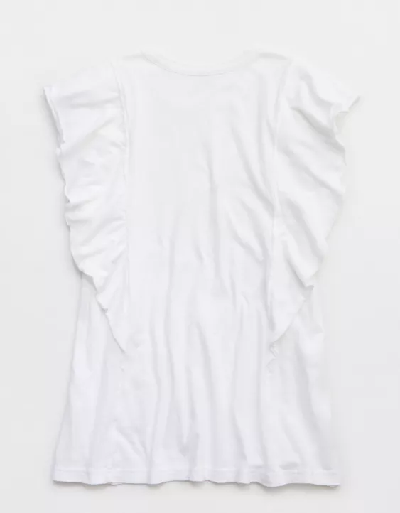 Aerie Flutter Sleeve T-Shirt White - Image 4