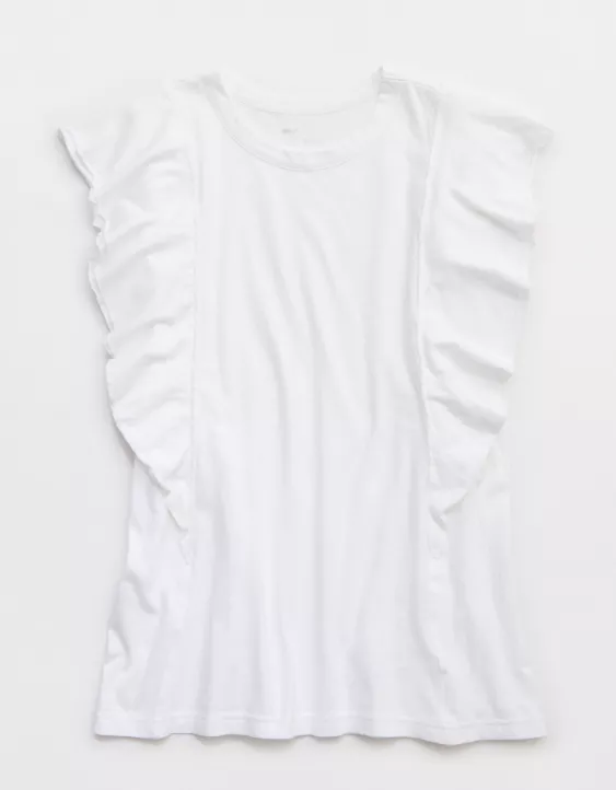 Aerie Flutter Sleeve T-Shirt White - Image 3