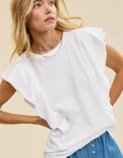 Aerie Flutter Sleeve T-Shirt White