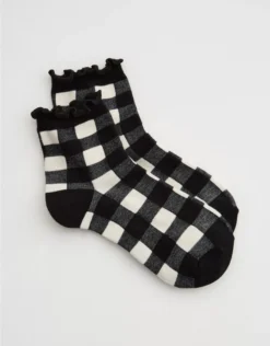 Aerie Scallop Tipping Bobby Socks Black