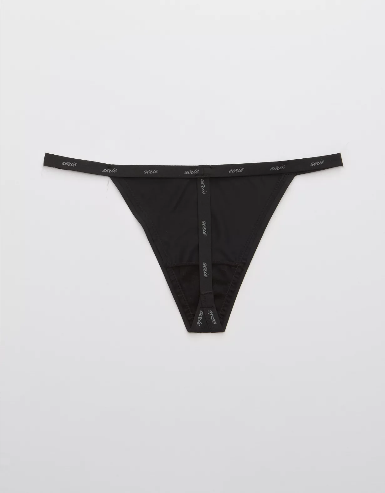 Aerie SMOOTHEZ Microfiber String Thong Underwear True Black - Image 2