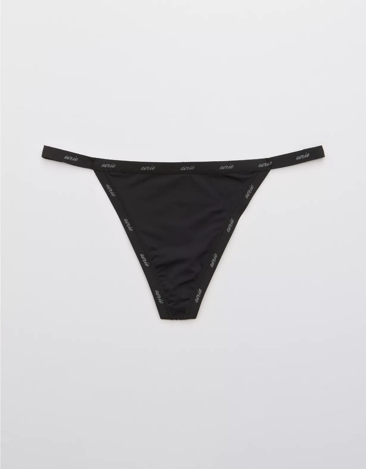 Aerie SMOOTHEZ Microfiber String Thong Underwear True Black