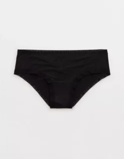Aerie SMOOTHEZ Microfiber Lace Cheeky Underwear True Black