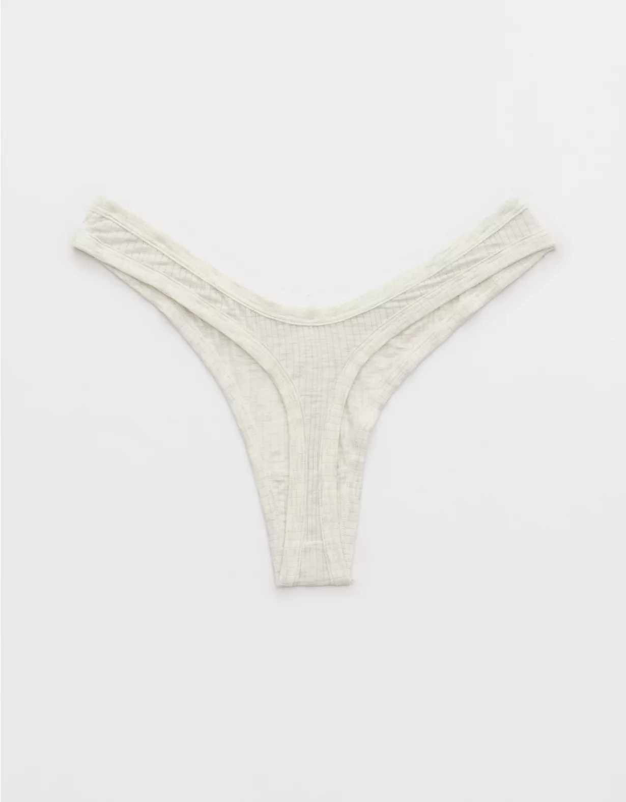 Aerie Superchill Modal Rib Thong Underwear Heather Frost - Image 2