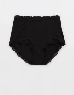 Aerie Superchill Modal Lace Super High Waisted Boybrief Underwear True Black