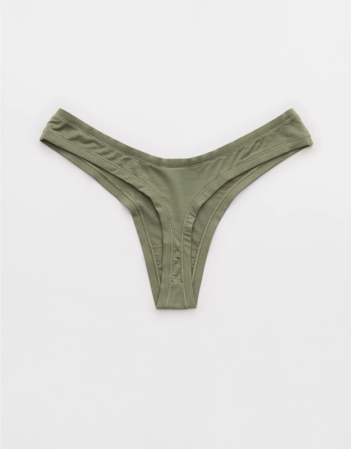 Aerie Superchill Modal Thong Underwear Olive Fun - Image 2