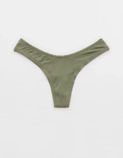 Aerie Superchill Modal Thong Underwear Olive Fun